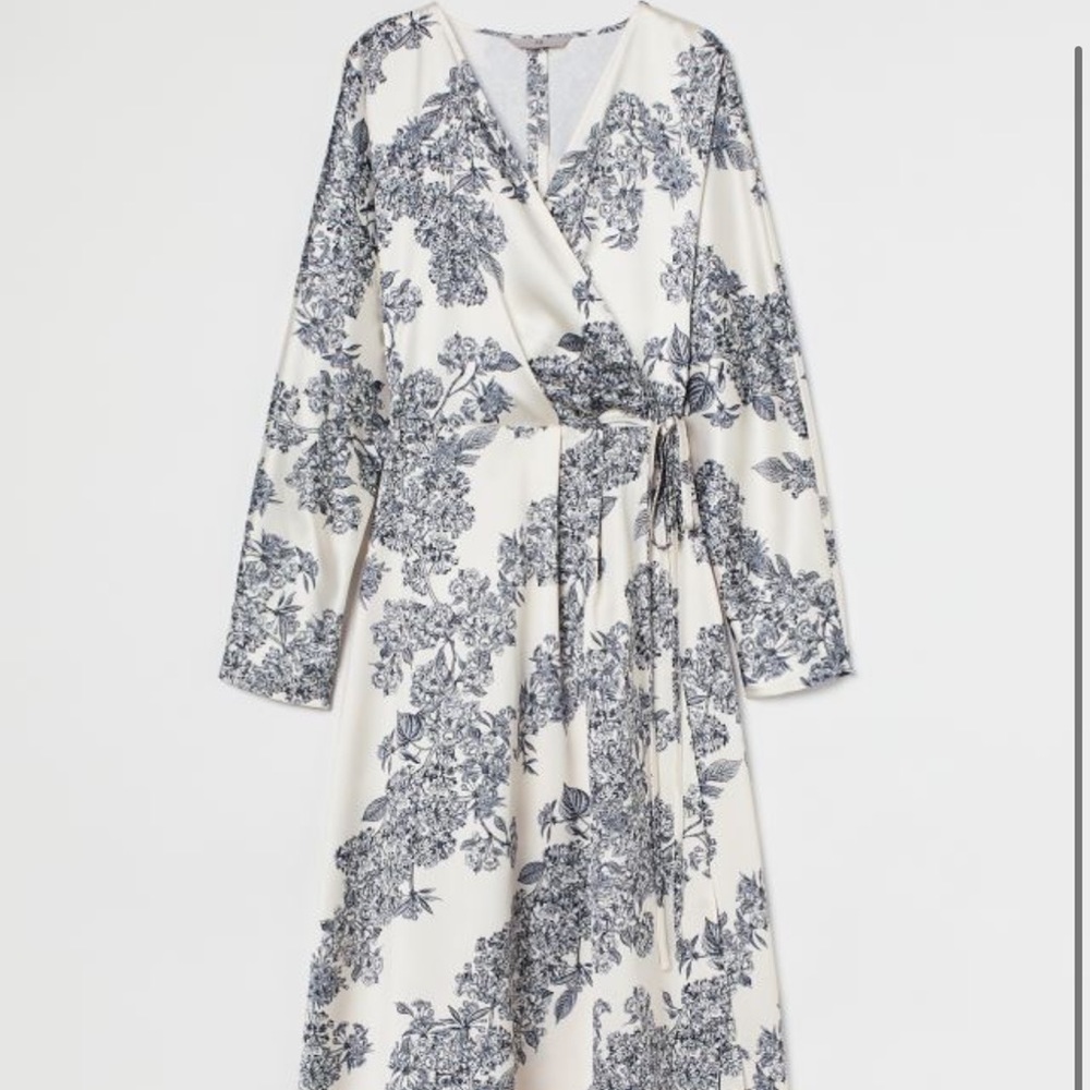 H&M Long Satin Wrap Front Dress